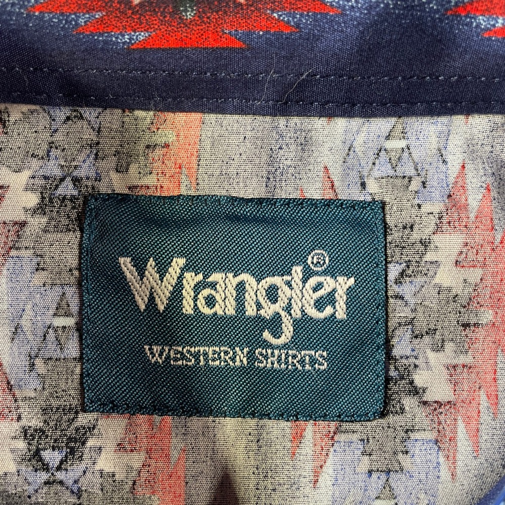 Wrangler Shirt Mens Large Blue Western Aztec Snap Cowboy‎ Festival Casual - Picture 2 of 12